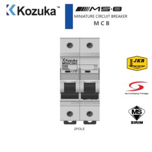 KOZUKA MS8 MCB 2P (10A–63A) 6KA SIRIM / JKR Approved